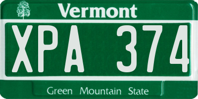 VT license plate XPA374