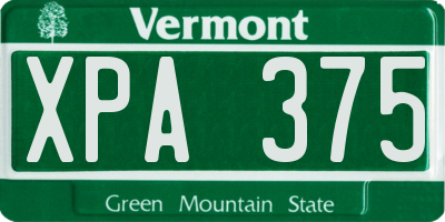 VT license plate XPA375