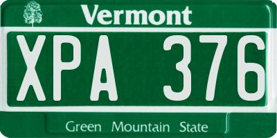 VT license plate XPA376