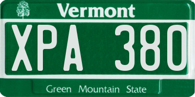 VT license plate XPA380