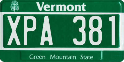 VT license plate XPA381