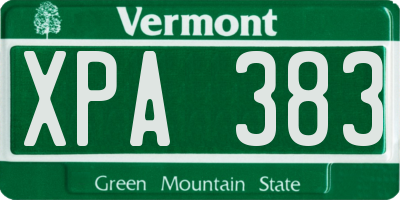 VT license plate XPA383