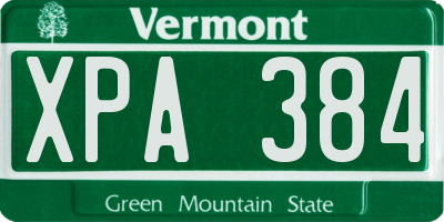VT license plate XPA384