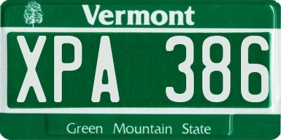 VT license plate XPA386