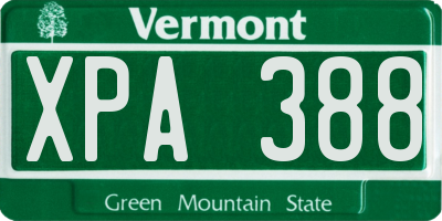 VT license plate XPA388