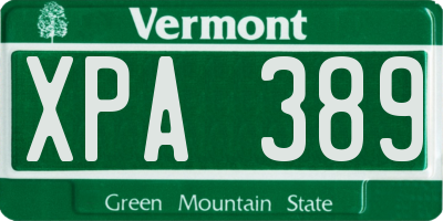 VT license plate XPA389