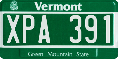 VT license plate XPA391