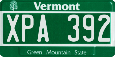 VT license plate XPA392
