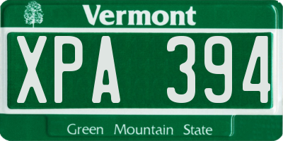VT license plate XPA394