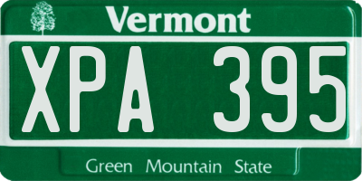 VT license plate XPA395