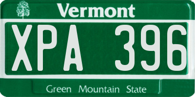 VT license plate XPA396