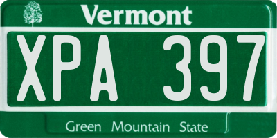 VT license plate XPA397