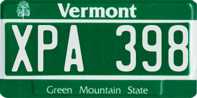 VT license plate XPA398
