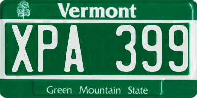 VT license plate XPA399