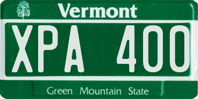 VT license plate XPA400