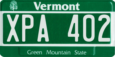 VT license plate XPA402