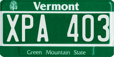 VT license plate XPA403