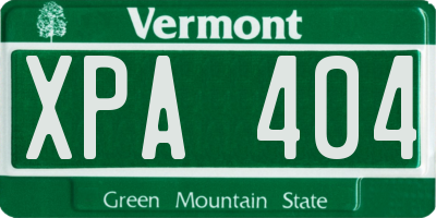 VT license plate XPA404