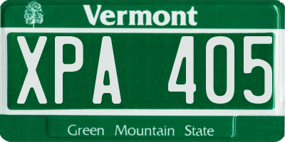 VT license plate XPA405