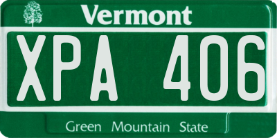 VT license plate XPA406