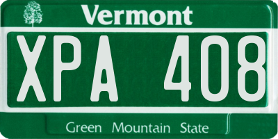 VT license plate XPA408