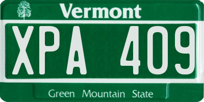 VT license plate XPA409