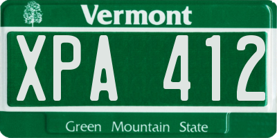 VT license plate XPA412