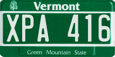 VT license plate XPA416