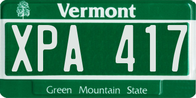 VT license plate XPA417