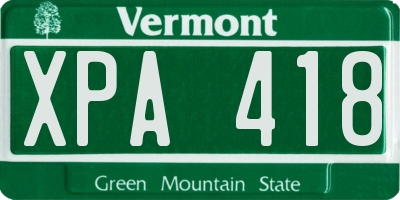 VT license plate XPA418