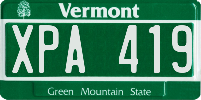 VT license plate XPA419