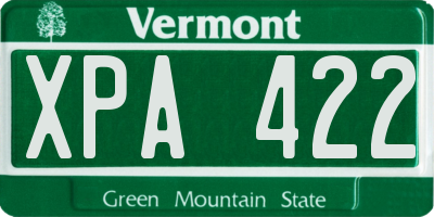 VT license plate XPA422