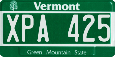 VT license plate XPA425