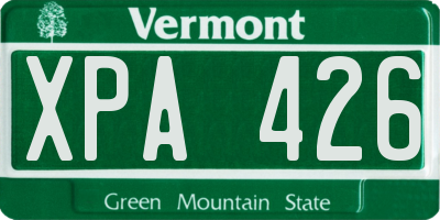 VT license plate XPA426