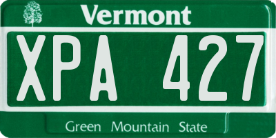 VT license plate XPA427