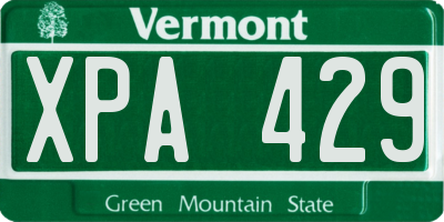 VT license plate XPA429