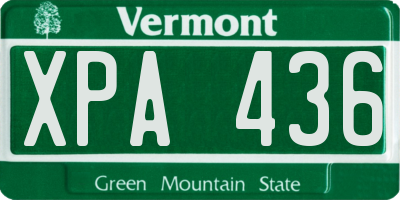 VT license plate XPA436
