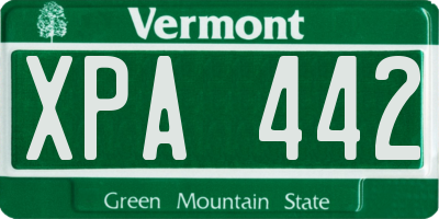 VT license plate XPA442