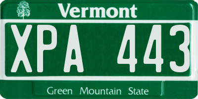 VT license plate XPA443