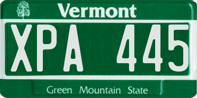 VT license plate XPA445