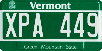 VT license plate XPA449