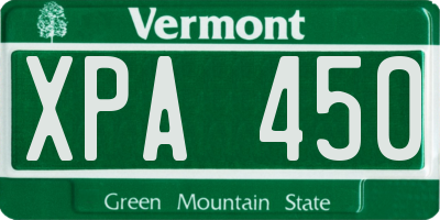 VT license plate XPA450