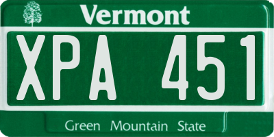 VT license plate XPA451