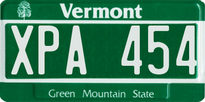 VT license plate XPA454