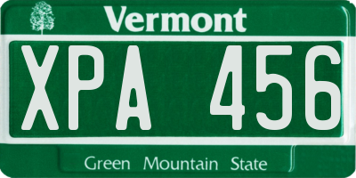 VT license plate XPA456