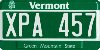 VT license plate XPA457