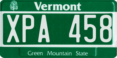 VT license plate XPA458
