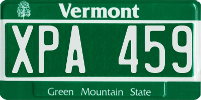 VT license plate XPA459