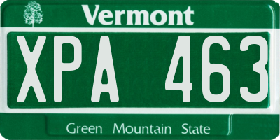 VT license plate XPA463
