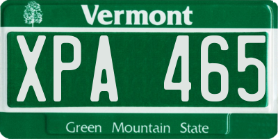VT license plate XPA465